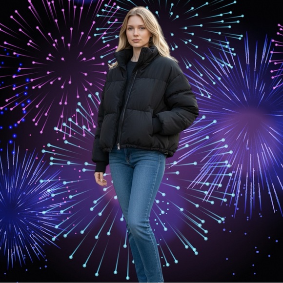 H&M Black Puffer Jacket - Women's Insulated Coat - Picture 2 of 14